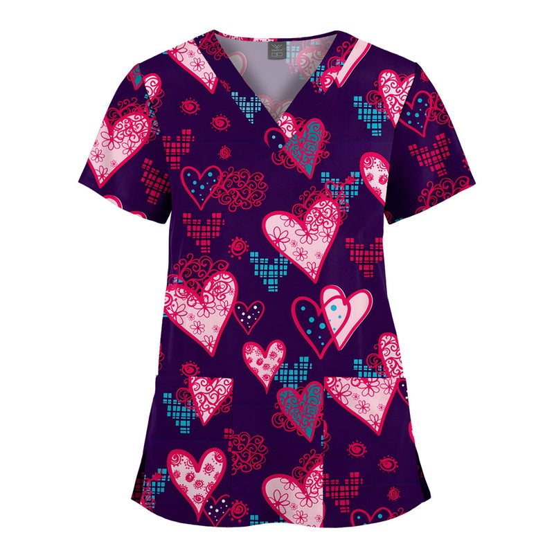 Elastic Christmas Pattern Comfortable Plus Size Cartoon Nurses' Clothing Printed Dental Dentist Work Clothes - Image 1
