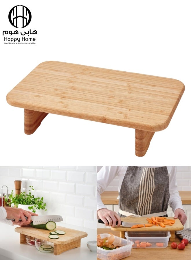 Happy Home Bamboo Chopping Board – Eco-Friendly Wooden Cutting Board for Kitchen and Serving – Size 35×22 cm, Perfect for Chopping Vegetables, Fruits, Meat, and Bread – Durable Scratch-Resistant Surface – Stylish and Practical Design for Cooking and Dining - Image 1