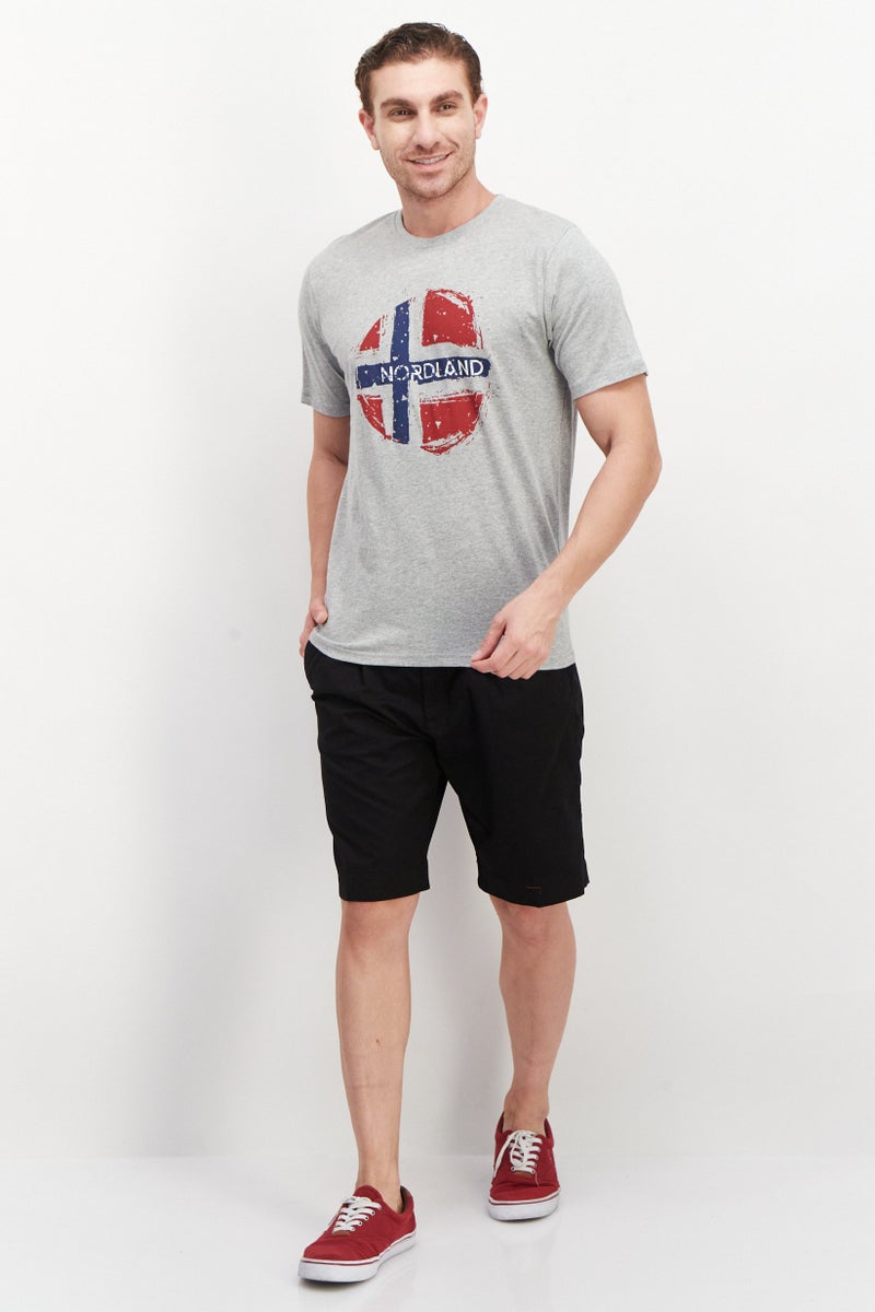 Nordland Men Crew Neck Short Sleeves Graphic Print T-Shirt, Grey Combo - Image 4