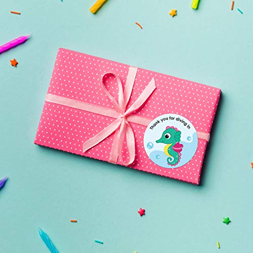 weRevel Paper Underwater Aqua Theme Thank You Party Stickers, 40 Count, 2 Inches, Round, 20 Unique Designs-Self-Adhesive - Image 3