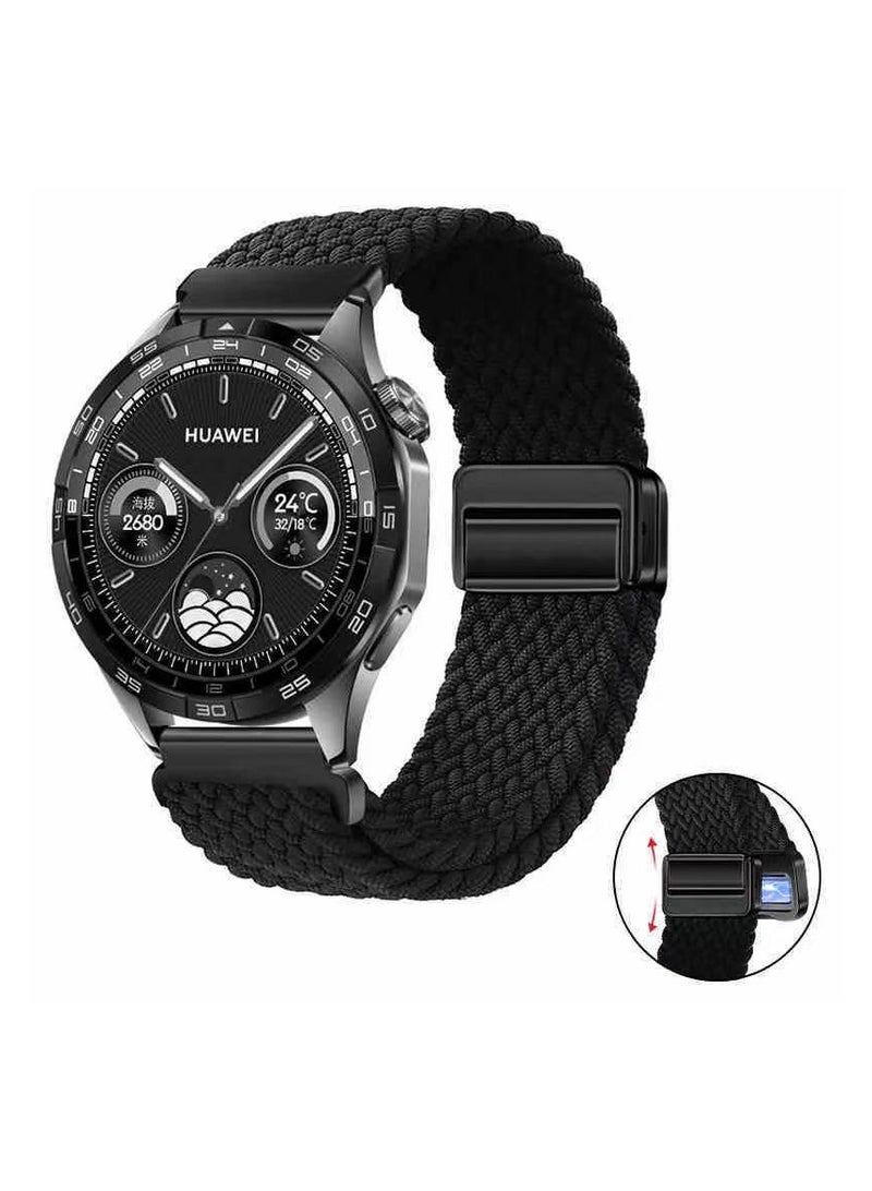 DKNG 22mm Magnetic Nylon Band Compatible with Huawei Watch GT5, Huawei Watch GT5pro/GT4/GT3/GT2/GT3pro/GT2pro GT2pro ECG/GT2e, watch4/3/watch2pro/watch Buds/GTRunner, Honor magic2/magic/dream/GS pro ,/4pro, Samsung Watch 7/6 Watch Sport Adjustable Interchangeable Straps, Women, Male black - Image 1