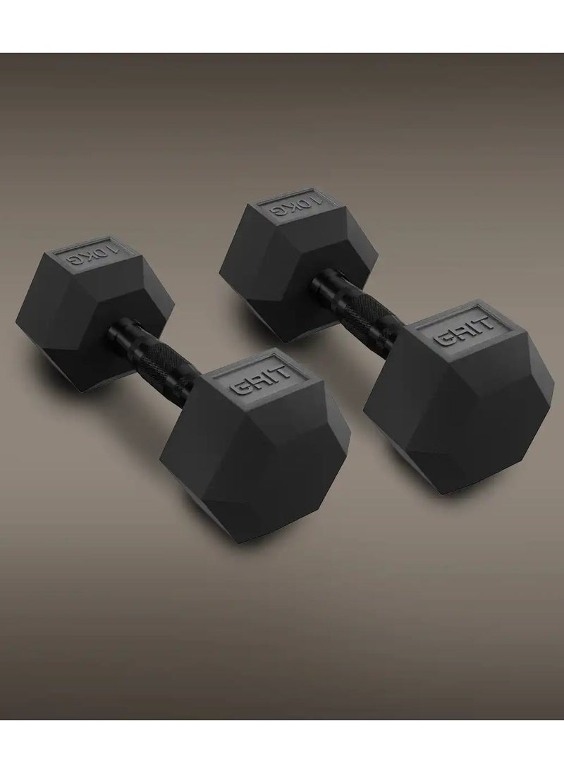 GRIT GRIT Hex Dumbbells - 10 kg Pair  - Image 1