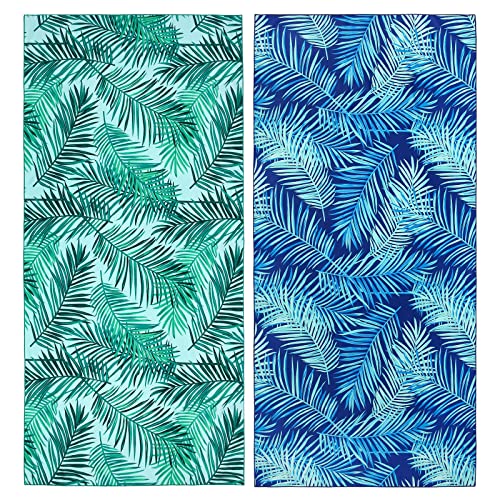 PY SUPER MODE 2 Pack Microfiber Beach Towel, Oversized Pool Towel 75”x 35”, Sand-Free Quick Drying Camping Super Absorbent Bath Blanket, Soft Breathable and Lightweight - Image 1
