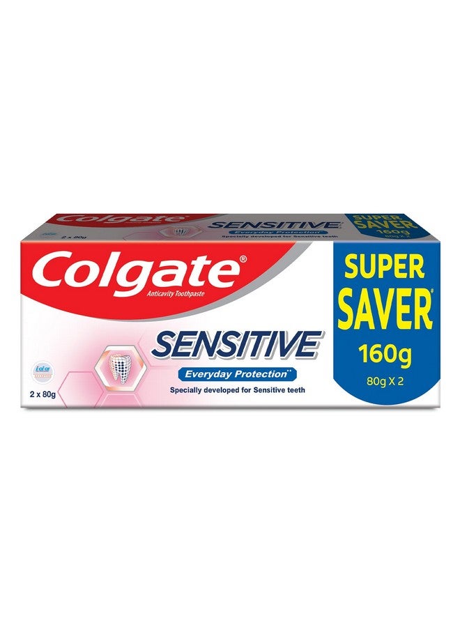 Colgate معجون أسنان للحماية اليومية الحساسة، عبوة مكونة من 160 جرام (80 جرام × 2)، تم تطويره خصيصًا للأسنان الحساسة واللثة الصحية، معجون أسنان للوقاية من التسوس واللويحات - Image 1
