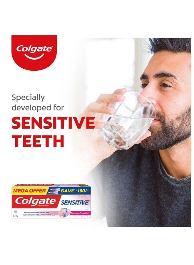 Colgate معجون أسنان للحماية اليومية الحساسة، عبوة مكونة من 160 جرام (80 جرام × 2)، تم تطويره خصيصًا للأسنان الحساسة واللثة الصحية، معجون أسنان للوقاية من التسوس واللويحات - Image 3