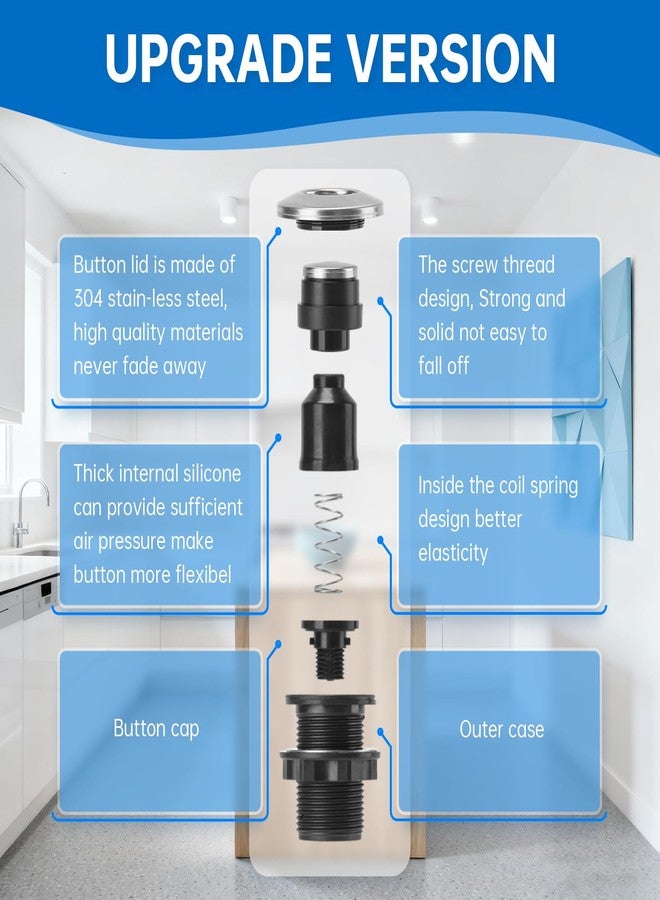 briidea Garbage Disposal Air Switch Kit Sink Top Waste Disposal Long Stainless Steel Brushed Nickel On/Off Air Button Food and Waste Disposals Part by Briidea, UL Listed - Image 2