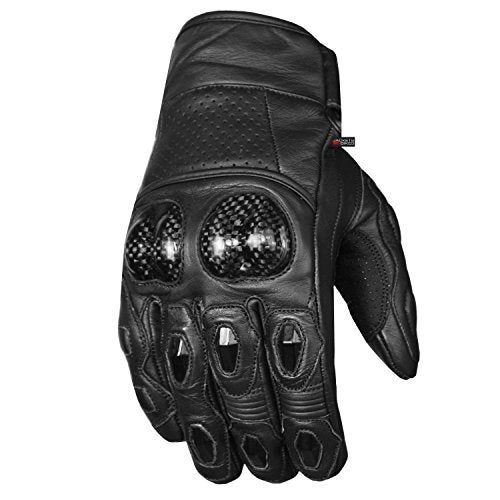 Jackets 4 Bikes Men's Premium Cowhide Leather Motorcycle Gloves Cruising Riding Street Racing ATV Dirt Bike Motocross Palm Sliders Knuckle Armor Protected Powersports Biker Gear Glove Black XXL - Image 1