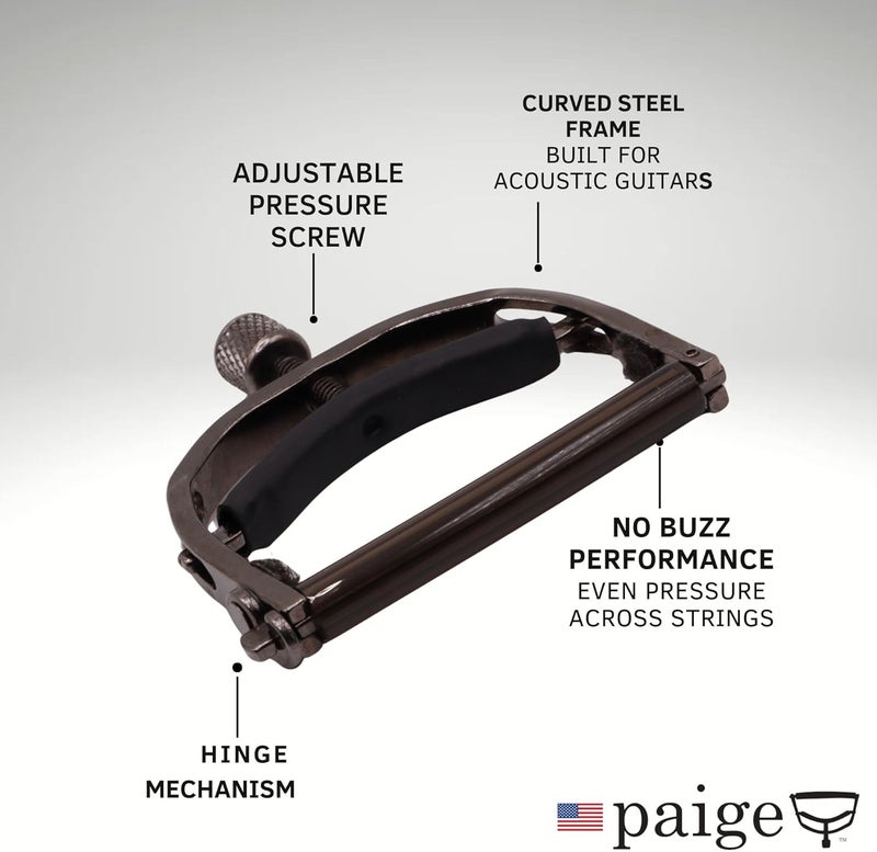 Paige Premium Guitar Capo for 6 String Acoustic Guitars - Ultra Thin, Buzz-Free Design - Image 5