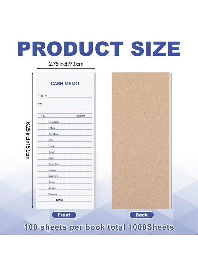 Eaasty 1000 Sheet Cash Memo 2.75 x 6.25 Inch Currency Coin Counting Record Sheets Record Keeping Bank Deposit Forms Padded Form Bank Cash Bill System Pads Deposit Slips with to and from Details - Image 2