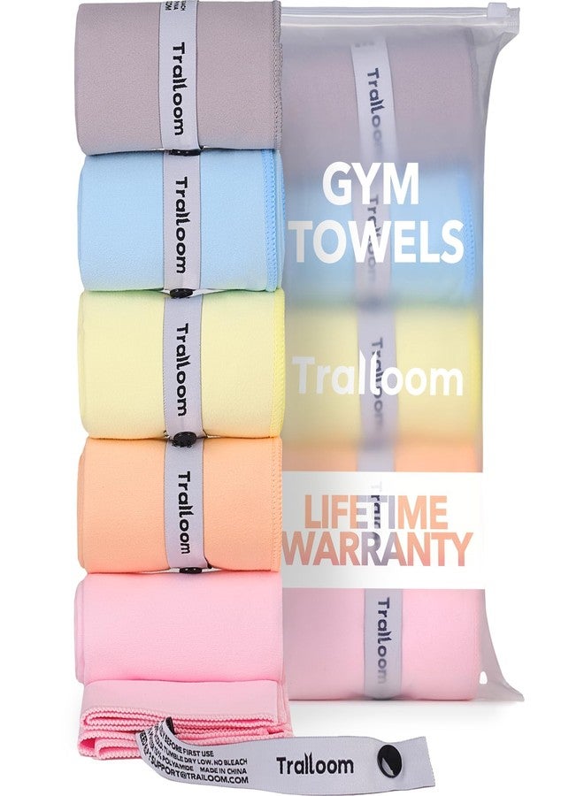 Trailoom Microfiber Sweat Absorbing Workout Towel, Fast Drying, Odor-Free, Lightweight, Durable Men & Women Sport Gear for Gym, Beach, Travel, Camping, Yoga, Set of 5 Pastel Colors - Image 1