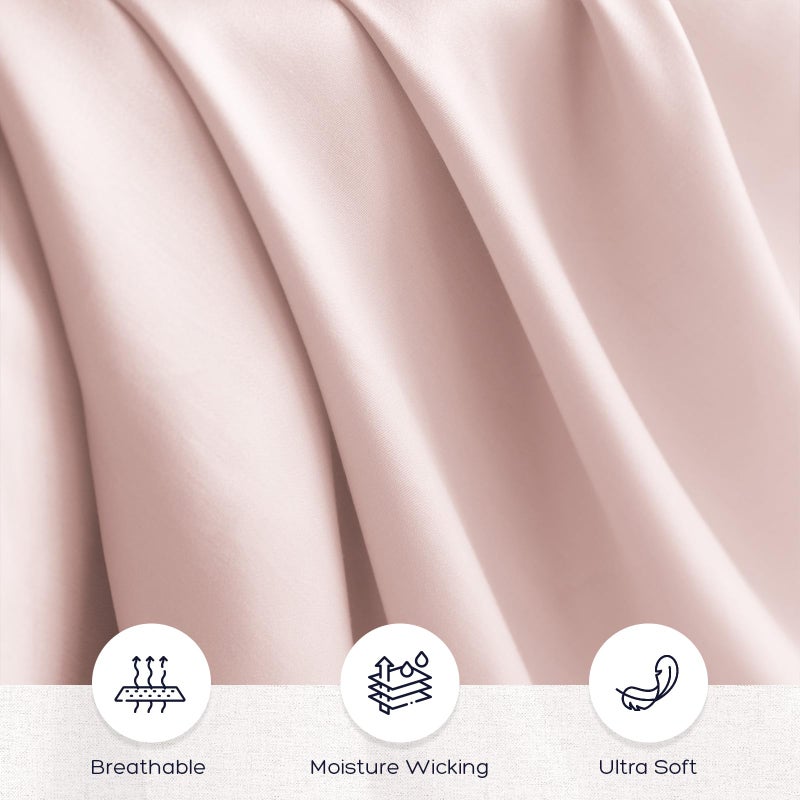 Homilay Tencel Lyocell 4 Pieces Queen Sheet Set, Silky Soft, Cooling & Wrinkle-Free - Oeko-TEX Certified - Deep Pocket Fits 16" Mattress, Marshmallow Pink - Image 4