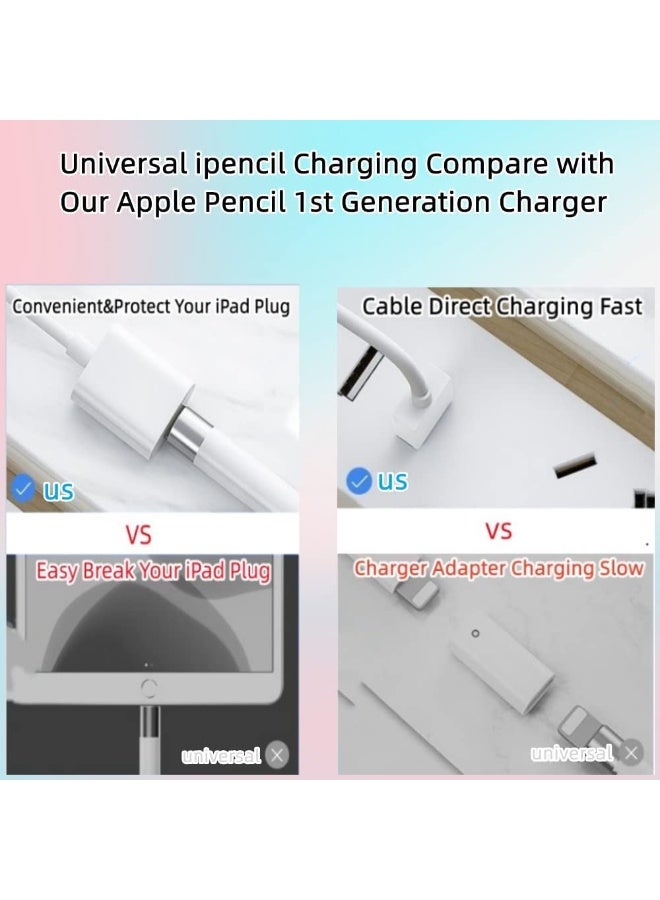 Peachjoy iPencil Charging Adapter, Compatible with Apple Pencil 1st Generation, 1FT iPencil Accessories for Apple 1 Pen Gen USB A to Ligntning Female Connector, White - Image 3