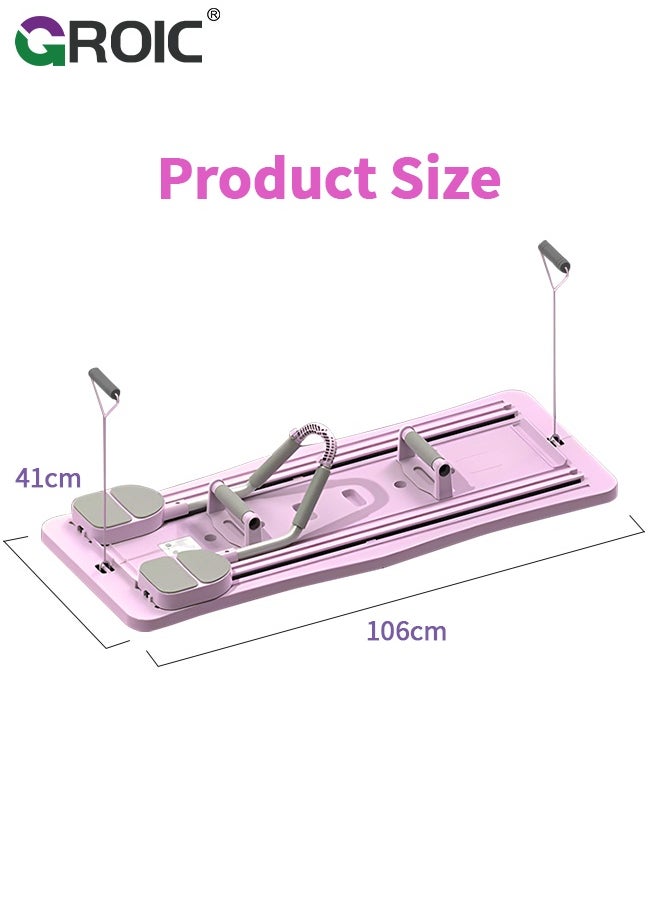 GROIC - 5 in 1 Pilates Board Multifunctional Ab Exercise Board Machine, Push Up Pilates Reformer Set Ab Roller Wheel, Ab Trainer, Ab Machine, Exercise Board, Abdominal Board Exercise Equipment for Home - Pink - Image 1