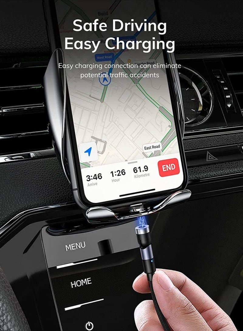 SYOSI Magnetic Charging Cable 540° Rotating 3 in 1 Magnetic Phone Charger Cable with LED Light Compatible with Micro USB, USB Type C and iProduct Device 5-Pack [1m/1m/1m/2m/2m] (Black) - Image 2