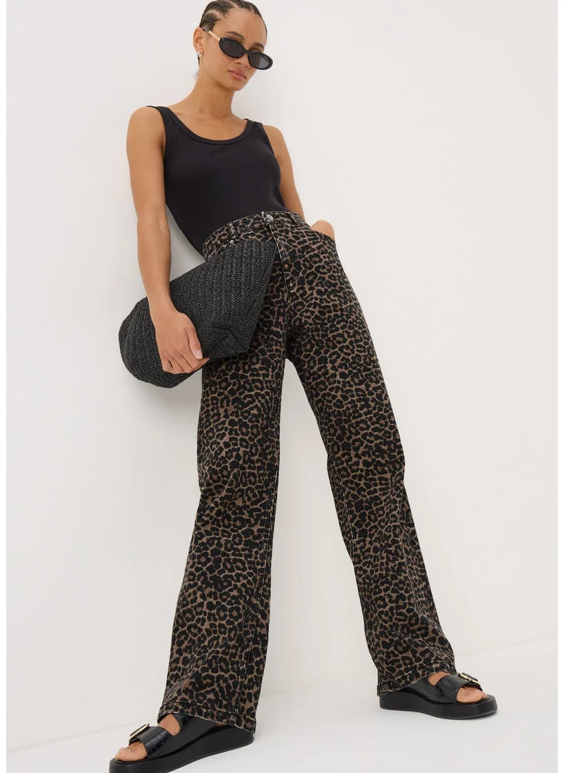 Matalan Brown Animal Straight Leg Jeans
