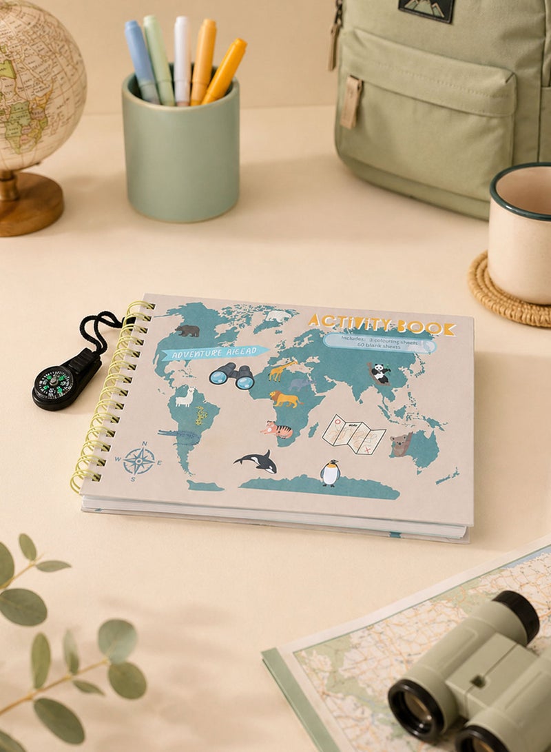 Midi Kids World Map Activity Spiral Notebook - Image 1