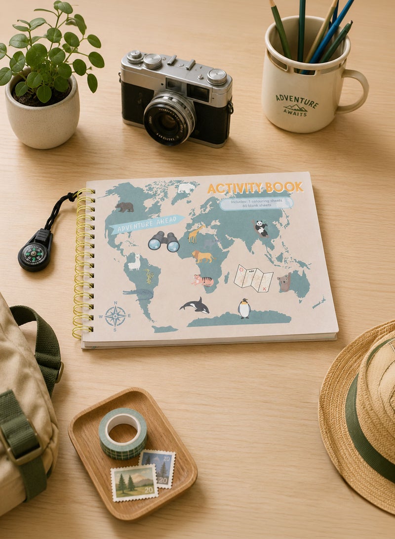 Midi Kids World Map Activity Spiral Notebook - Image 2