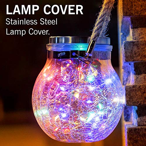 Epyz Solar Crackle Jar Light | Waterproof Hanging Decorative Solar Lantern for Garden, Balcony, Patio & Outdoor Lighting – Warm White LED [ Pack of 2, Multicolour,20LED ] - Image 4