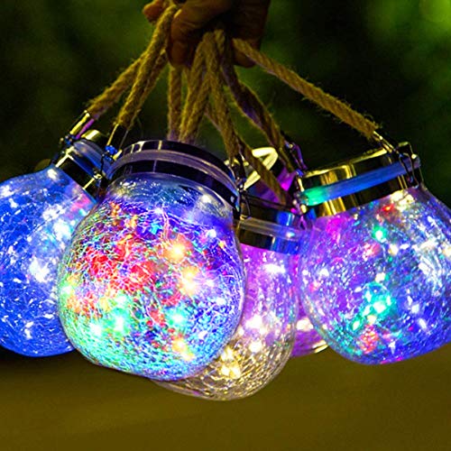 Epyz Solar Crackle Jar Light | Waterproof Hanging Decorative Solar Lantern for Garden, Balcony, Patio & Outdoor Lighting – Warm White LED [ Pack of 2, Multicolour,20LED ] - Image 2