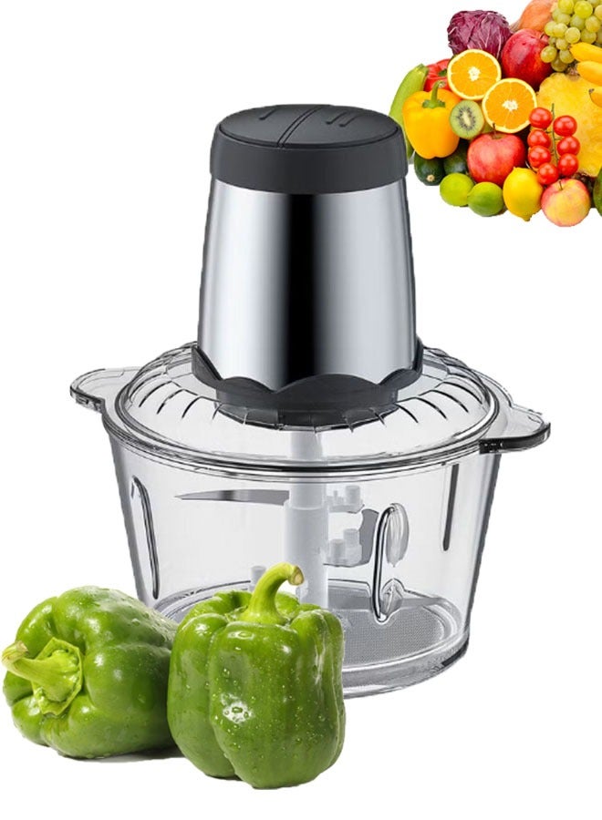 عربست مفرمة لحم كهربائية ، خلاط محضر طعام مع وعاء من الفولاذ المقاوم للصدأ سعة 2 لتر ، معالج طعام ، مفرمة خضروات وفواكه مع 4 شفرات فولاذية حادة متعددة الوظائف - Image 1