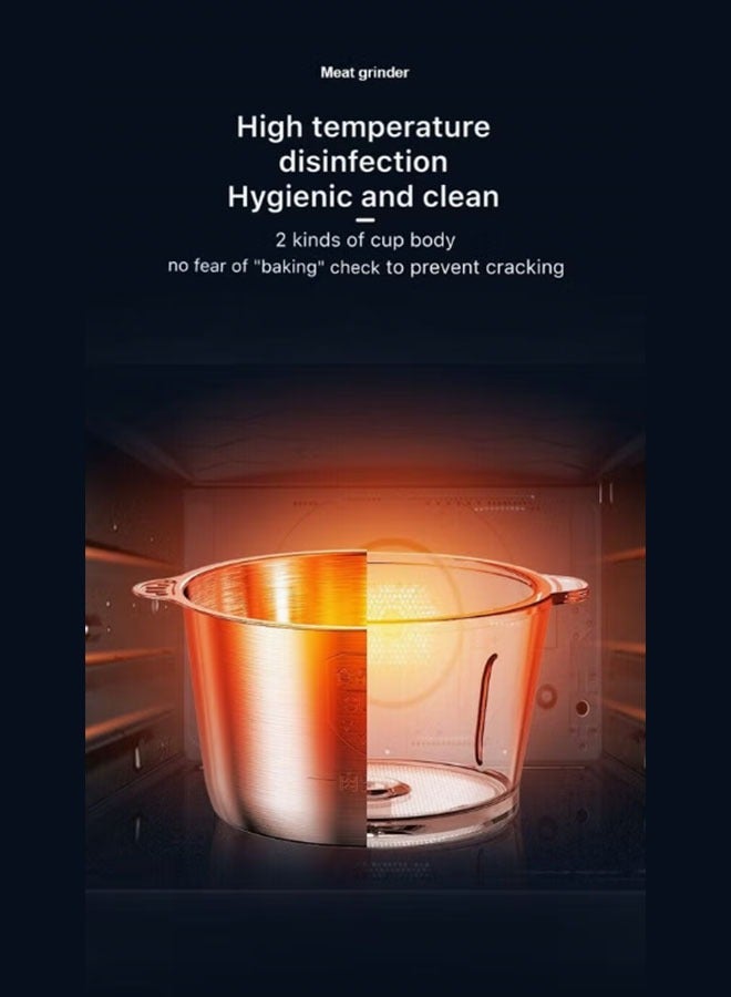 عربست مفرمة لحم كهربائية ، خلاط محضر طعام مع وعاء من الفولاذ المقاوم للصدأ سعة 2 لتر ، معالج طعام ، مفرمة خضروات وفواكه مع 4 شفرات فولاذية حادة متعددة الوظائف - Image 5