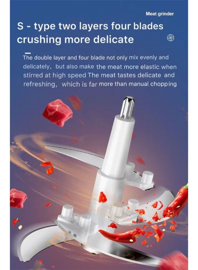 عربست مفرمة لحم كهربائية ، خلاط محضر طعام مع وعاء من الفولاذ المقاوم للصدأ سعة 2 لتر ، معالج طعام ، مفرمة خضروات وفواكه مع 4 شفرات فولاذية حادة متعددة الوظائف - Image 3