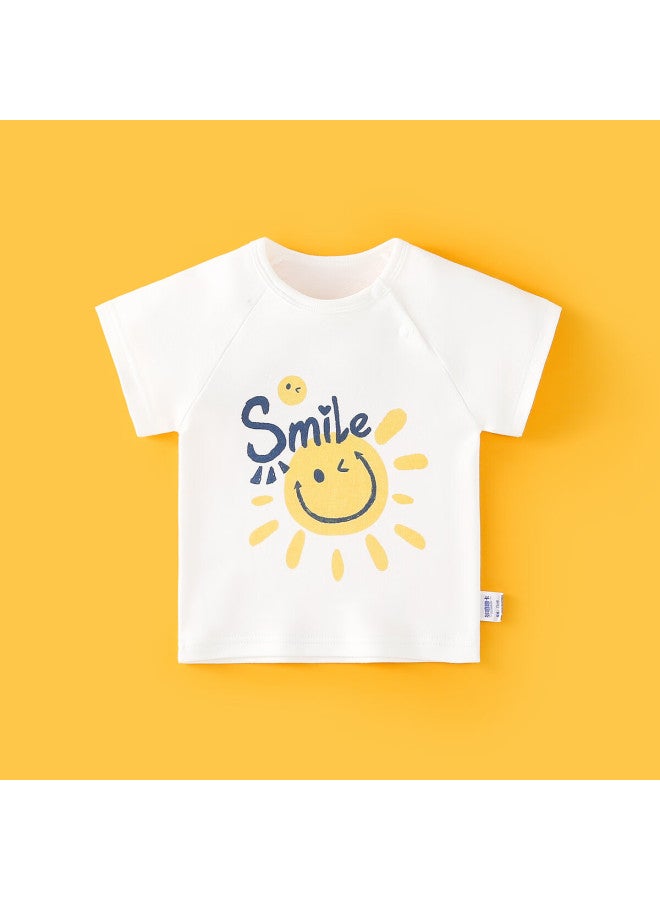 Dohiluka Baby Summer Casual Short Sleeve T-shirt For Boys And Girls Cartoon Sun Smiley Face 120