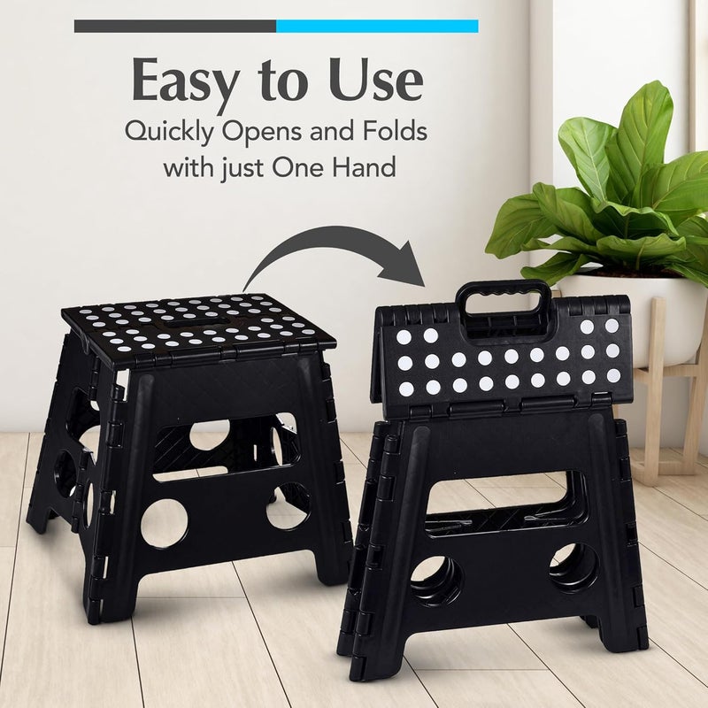 Handy Laundry Folding Lightweight Step Stool - Sturdy Enough to Support Adults - Opens Easy with One Flip - Great for Kitchen, Bathroom or Bedroom (Black- 13 inch) - Image 3