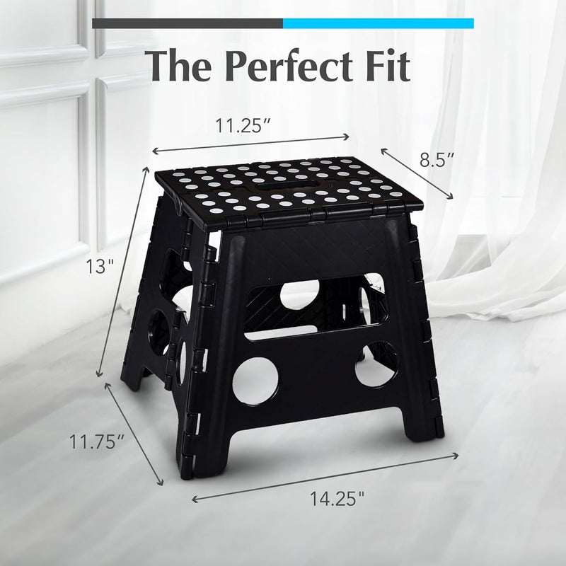 Handy Laundry Folding Lightweight Step Stool - Sturdy Enough to Support Adults - Opens Easy with One Flip - Great for Kitchen, Bathroom or Bedroom (Black- 13 inch) - Image 5