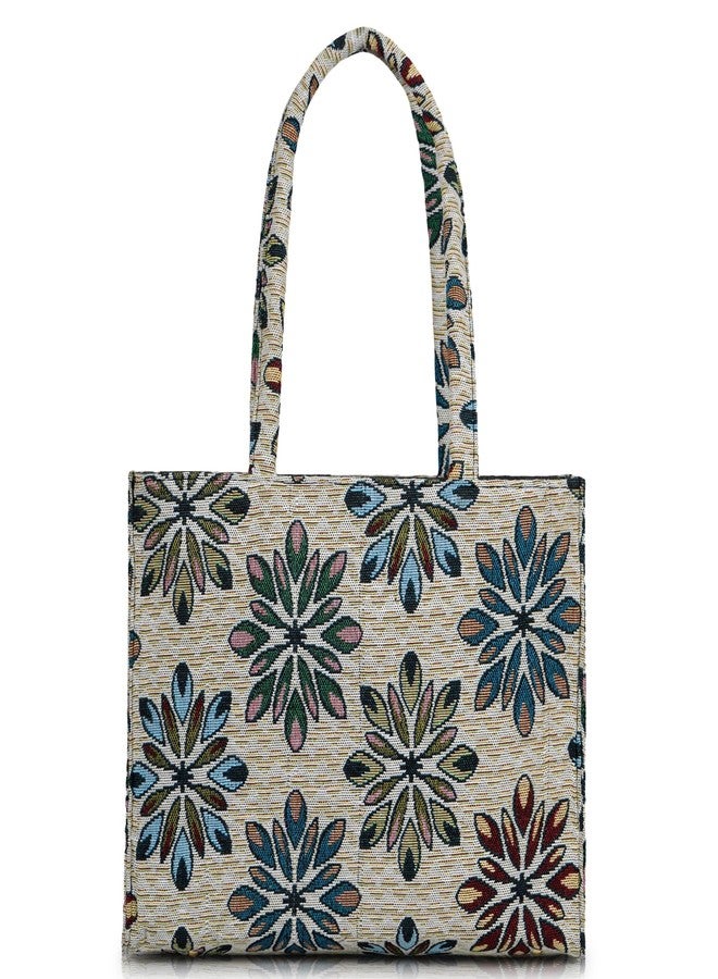 creeper Floral Print Fabric Tote Bag for Women, Large Capacity Shoulder Handbag with Multiple Compartments, Lightweight & Durable, 14 x 11 x 5 Inch - Image 1