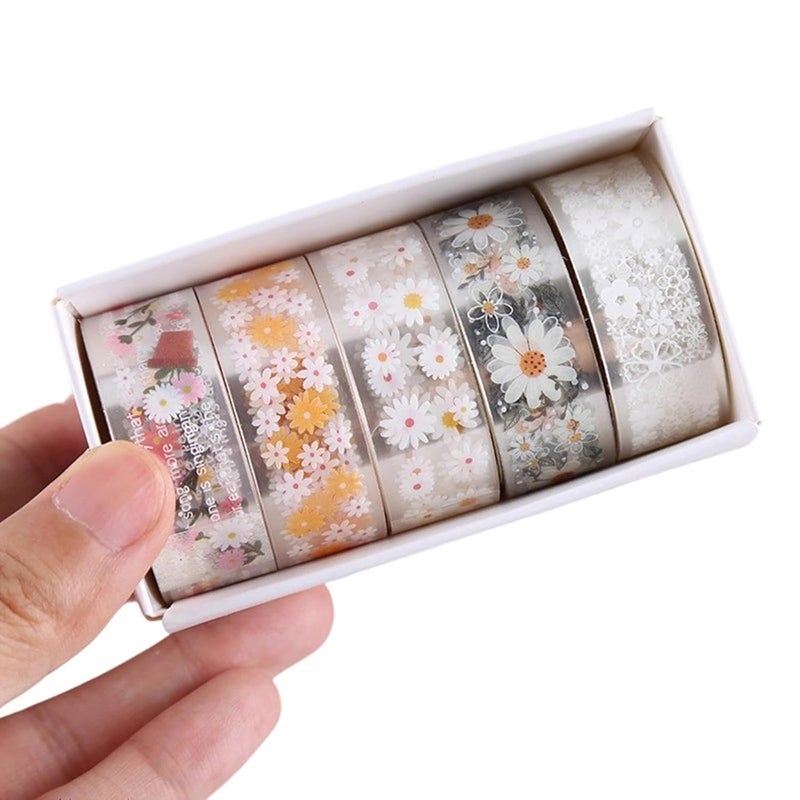 شريط زخرفي من ديزي منتصف الصيف 5 لفات 15 مم × 2 م ملصقات سكرابوكينغ زهرية لمخطط المجلة - Image 1