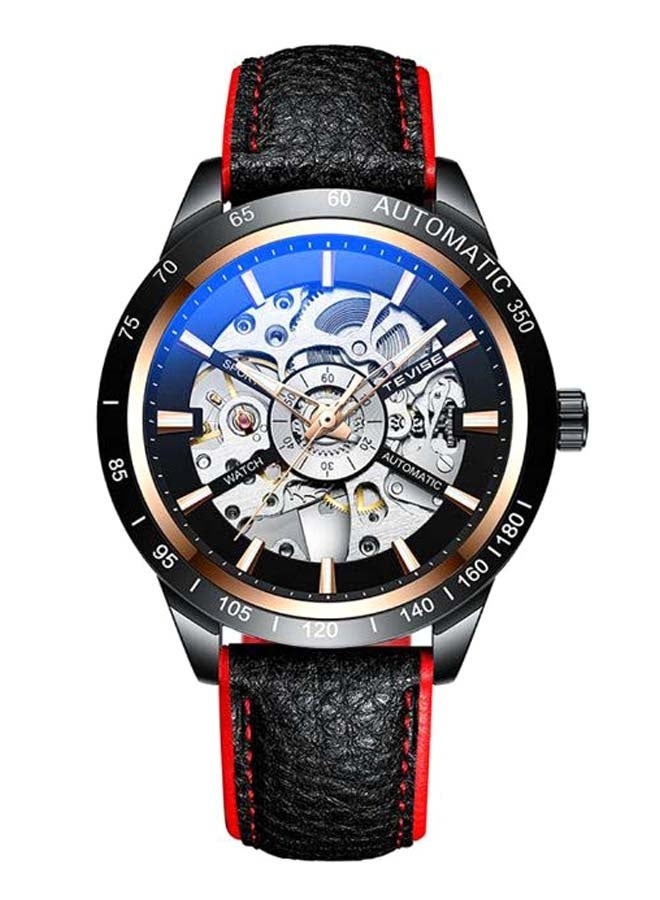 Tevise Men's Leather Wrist Watch J4490B-KM - 42 mm - Black - Image 1