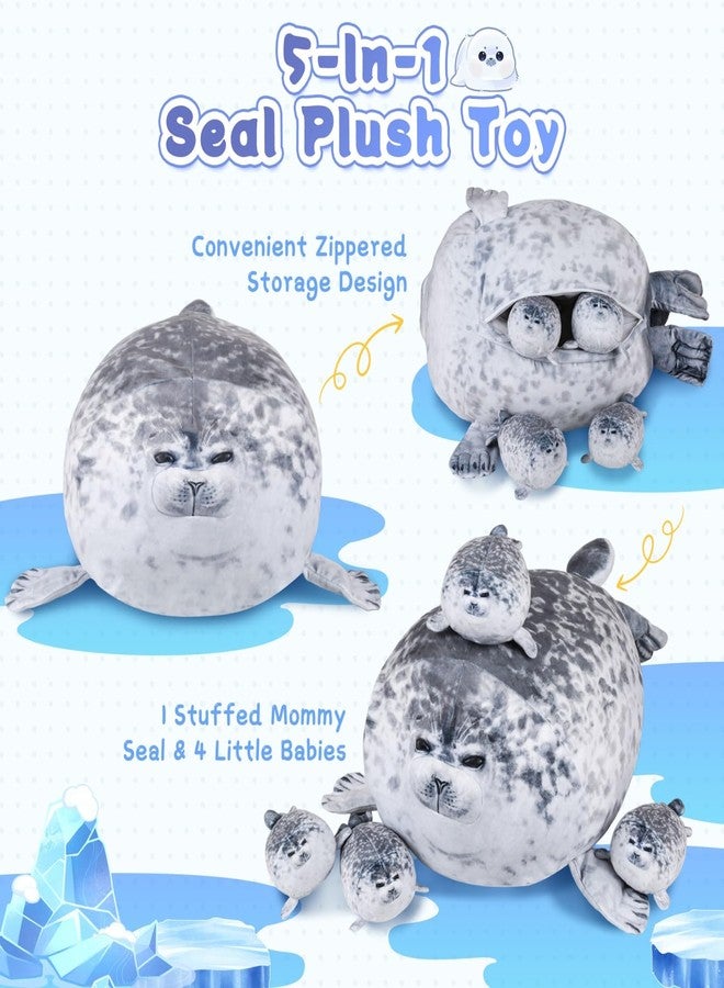 UMIKOOL DIRECT Chubby Blob Seal Pillow Plush with 4 Baby Seal Plushies in Her Tummy, Super Soft Cartoon Hugging Toy, Stuffed Cotton Plush Animal Toy for Kids, Great Gift Idea for Christmas, Birthdays - Image 4
