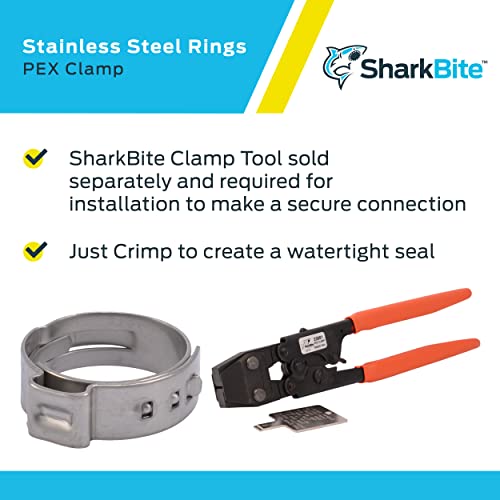 SharkBite 3/4 Inch Clamp Ring, Pack of 100, Stainless Steel Plumbing Fitting, PEX Pipe, PE-RT, UC955CP100 - Image 4