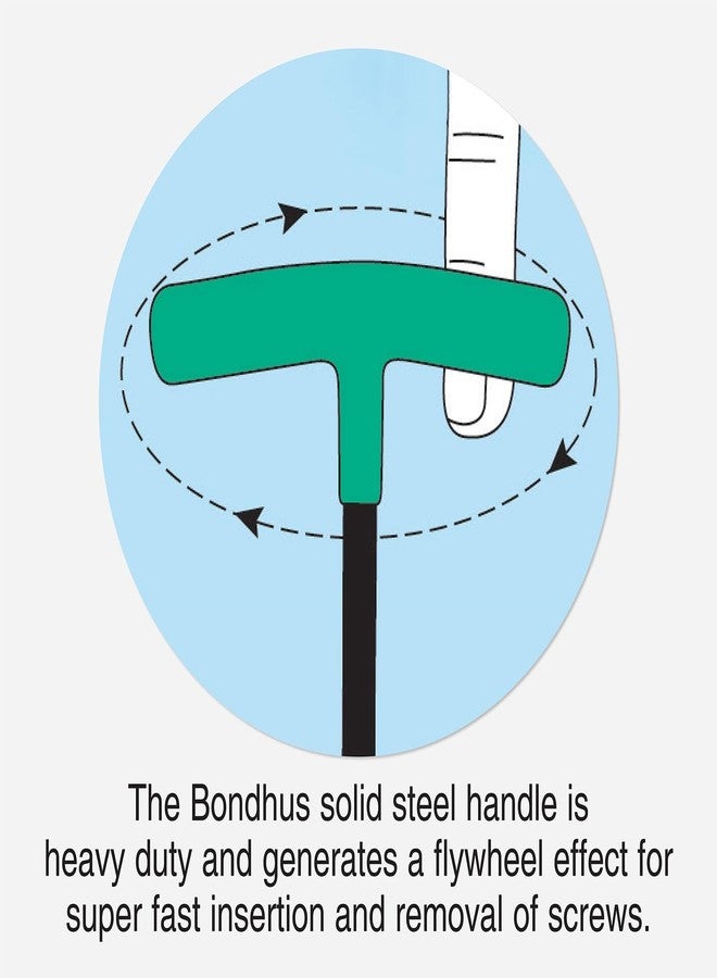 بوندهص Bondhus 15390 بطول 9 بوصات، مقابض سداسية على شكل حرف T مع حامل، مقاسات من 3/32 إلى 3/8 بوصة، مجموعة من 10 قطع - Image 5