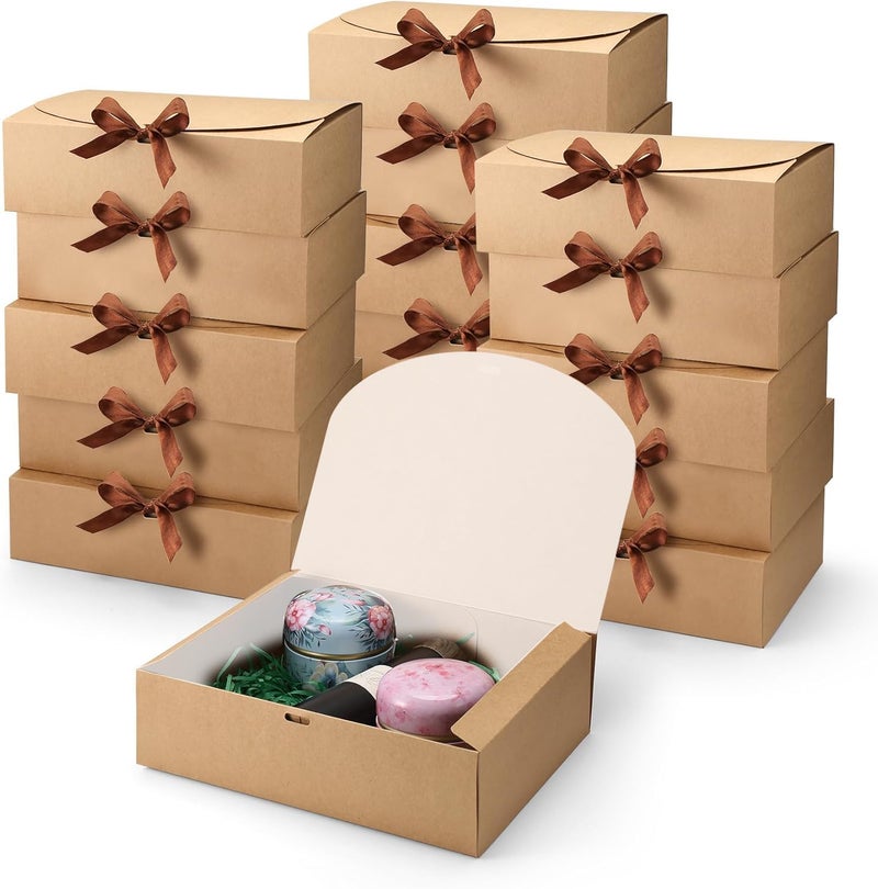 Pack of 10 Rectangle Gift Display Boxes – 28 x 23.5 x 7 cm – Black Kraft Boxes with Drawstring Ribbon – Easy to Fold & Assemble – Perfect for Gift Wrapping and Special Occasions (Extra Large) - Image 4