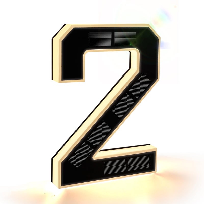 ISUNMEA 9 Inch Solar Lighted House Numbers for Outside, Light Up Waterproof LED Address Numbers Signs for Houses, Large Personalized Illuminated Exterior Modern House Numbers Light (2-Black, 9IN) - Image 1
