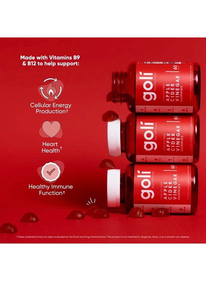 Goli مكمل غذائي، فيتامينات خل التفاح الصمغية - 300 قطعة - فيتامينات ب9، ب12، خالية من الجيلاتين، وخالية من الجلوتين، ونباتية وغير معدلة وراثيًا - Image 2