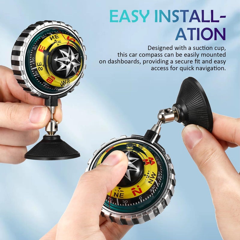 Car Dashboard Compass Ball With Suction Cup Red For Boat Car Automotive Interior Navigation - Image 4