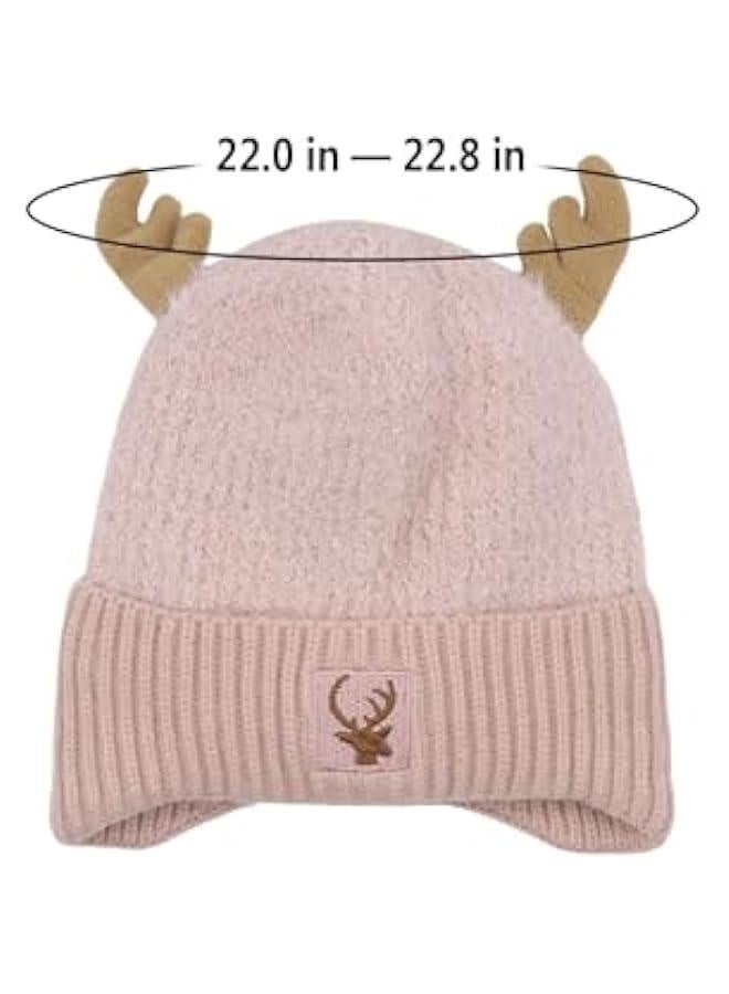 قبعة رنة لطيفة شتوية دافئة محبوكة بغطاء رأس قرون للرجل والمرأة - Image 5