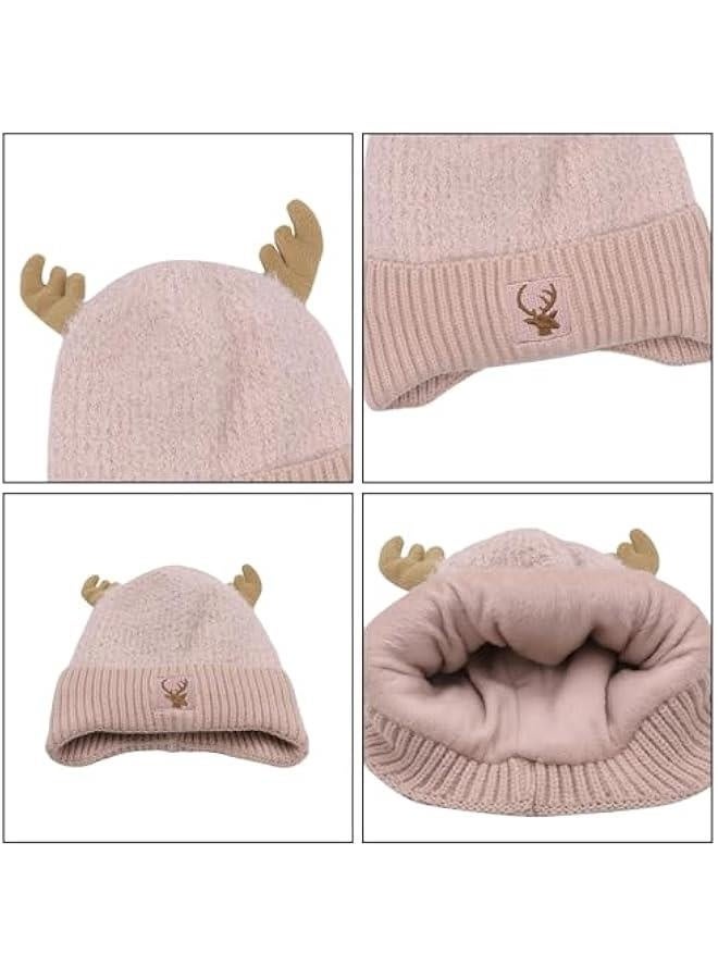 قبعة رنة لطيفة شتوية دافئة محبوكة بغطاء رأس قرون للرجل والمرأة - Image 4