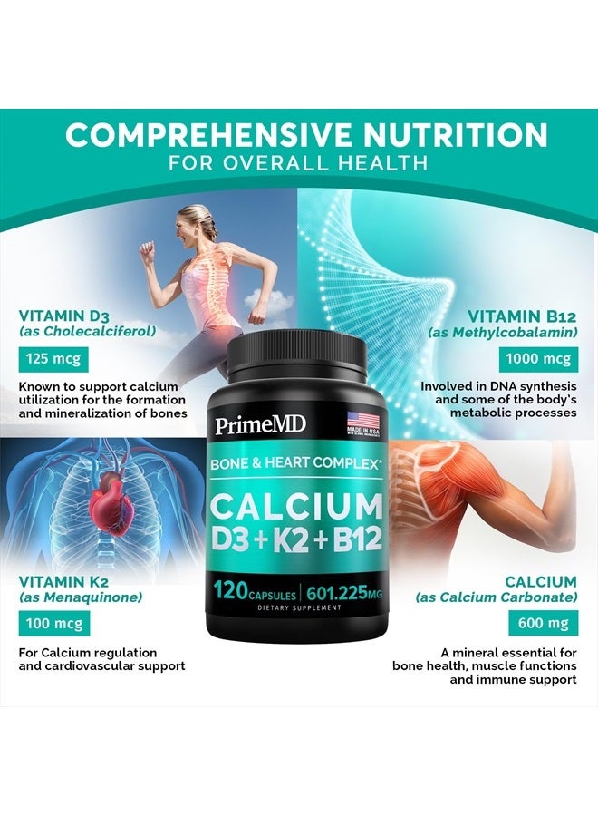 PrimeMD 4-in-1 Calcium Supplement for Women & Men, Calcium 600mg with Vitamin D3 K2 5000IU Supplement for Heart, Bones & Immune Support, Calcium and Vitamin D, Gluten-Free, Non-GMO, Vegan (240 Count) - Image 5