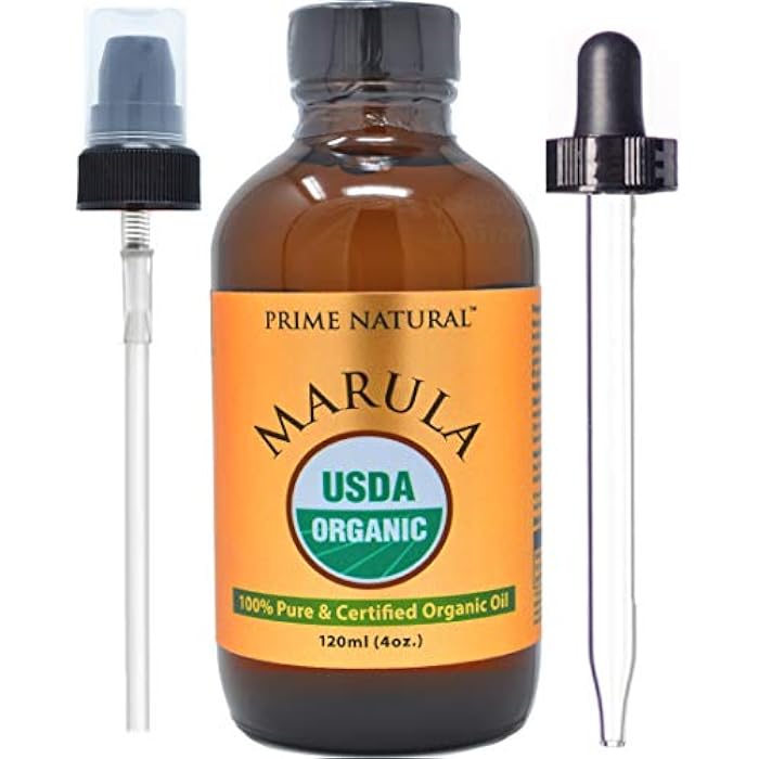 PRIME NATURAL Organic Marula Oil 4oz/120ml - USDA Certified - Cold Pressed, Unrefined, Virgin - 100% Pure, Natural, Vegan, Best for Face, Body, Hair, Nails, Skin Care - Image 1