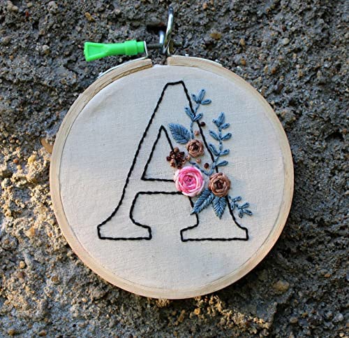vah VAH Letter Customized Embroidery Hoop Art Work Gift with Wool Tassels for Gift on Special Events ( Home décor, Wall décor, Wall Hanging)  - Image 4
