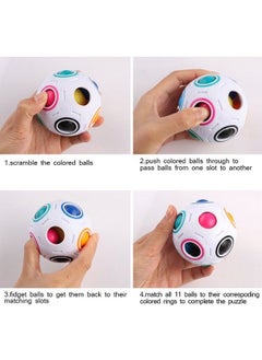 Coogam Rainbow Puzzle Ball Pack With Pouch Colormatching Game Fidget Toy Stress Reliever Magic Ball Brain Teaser For Kids And Adults, Children, Boy, Girl Holiday Set Of 2  - Image 4