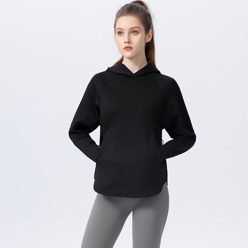 Nariele Womens Long Hoodie Yoga Top Loose Running Fitness Jacket Black