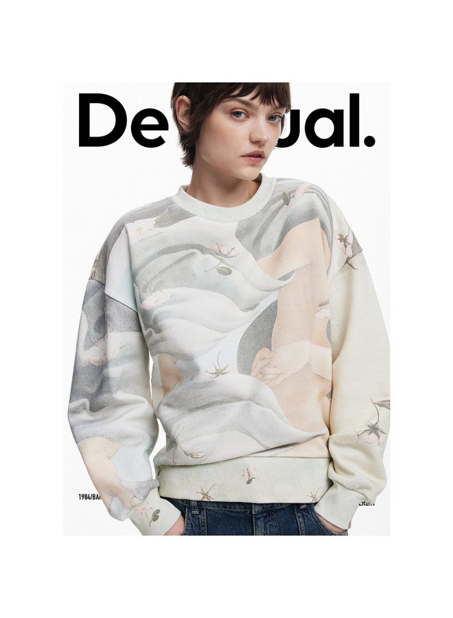 DESIGUAL 25 Spring/summer New Abstract Print Loose Round Neck Women's Hoodie - Image 3