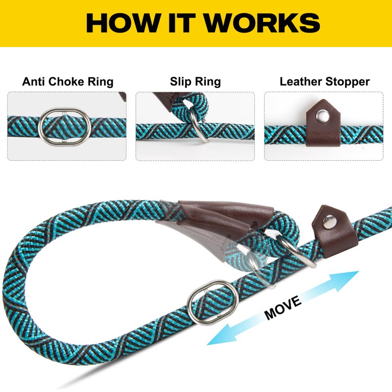 Fida Durable Slip Lead Dog Leash, 6 FT x 1/2" Heavy Duty Loop Comfortable Strong Rope Lead for Large, Medium Dogs, No Pull Pet Training with Highly Reflective, Blue - Image 4