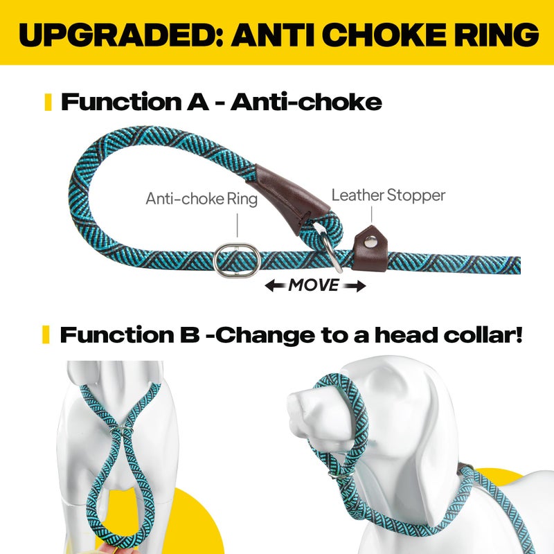 Fida Durable Slip Lead Dog Leash, 6 FT x 1/2" Heavy Duty Loop Comfortable Strong Rope Lead for Large, Medium Dogs, No Pull Pet Training with Highly Reflective, Blue - Image 3