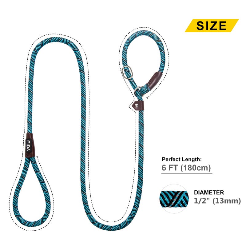 Fida Durable Slip Lead Dog Leash, 6 FT x 1/2" Heavy Duty Loop Comfortable Strong Rope Lead for Large, Medium Dogs, No Pull Pet Training with Highly Reflective, Blue - Image 5